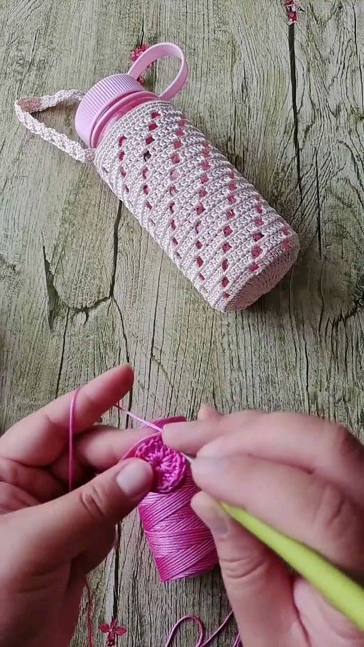 水杯套开头的钩织