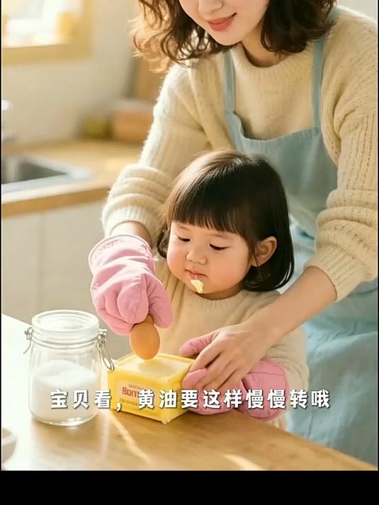 亲子做小蛋糕，烤箱里飘出甜香味～(1)