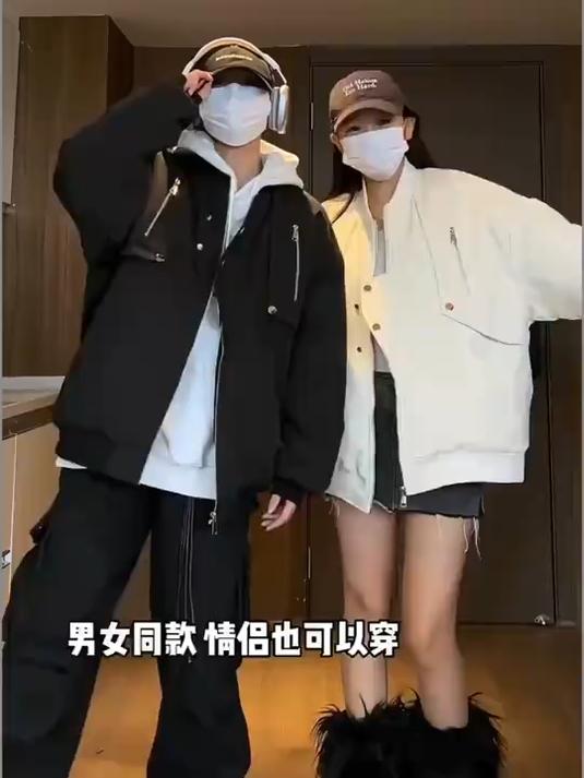 夹棉加厚 秋冬装新款多拉链飞行服外套休闲夹克外套男情侣ins宽松