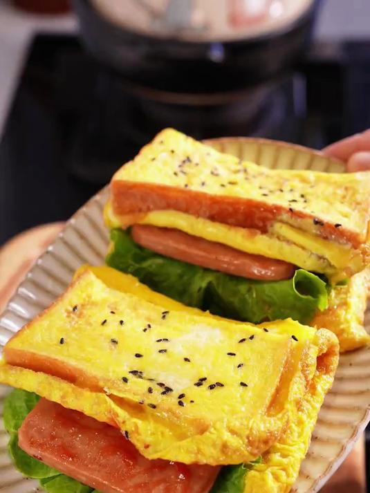 不用早起又不费妈的午餐肉三明治,5分钟搞定