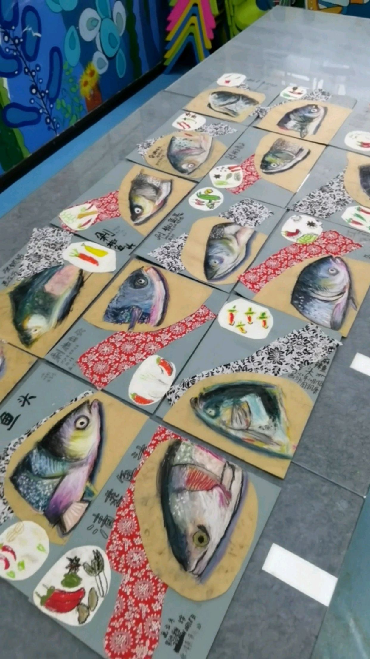 少儿创意美术重彩油画棒色彩造型《剁椒鱼头》