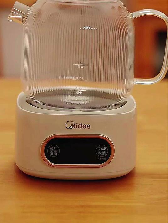 美的(Midea)花漾0胶水全玻璃全自动养生壶 多功能煮茶壶 母婴烧水壶恒温电热水壶煮茶器