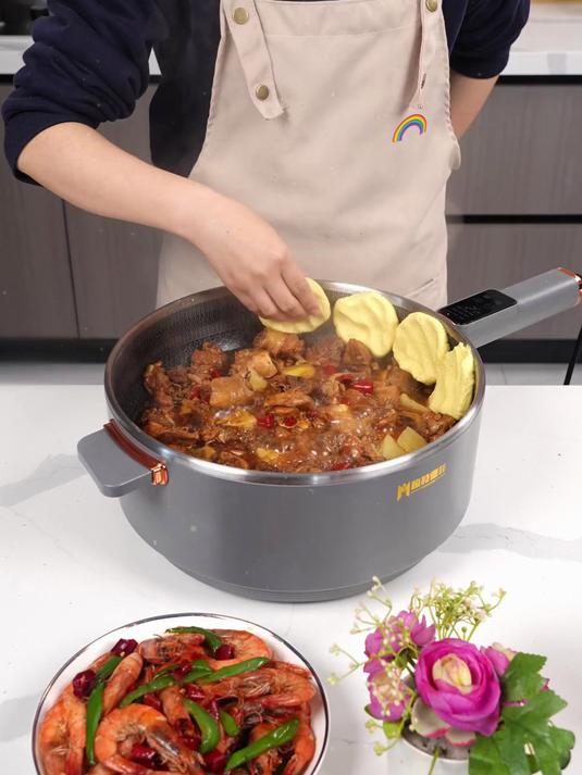 家用万能锅 蒸煮一体 蜂窝无涂层 电火锅电炒锅