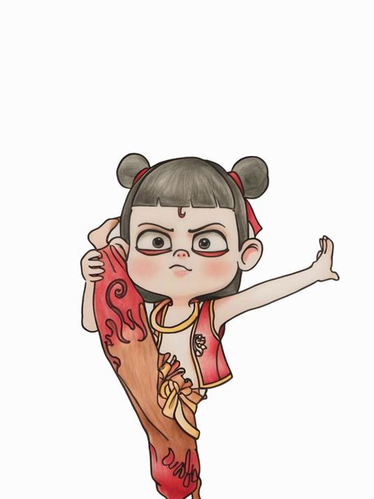 妹妹画哪吒天赋异禀,我画的是 “抽象派”