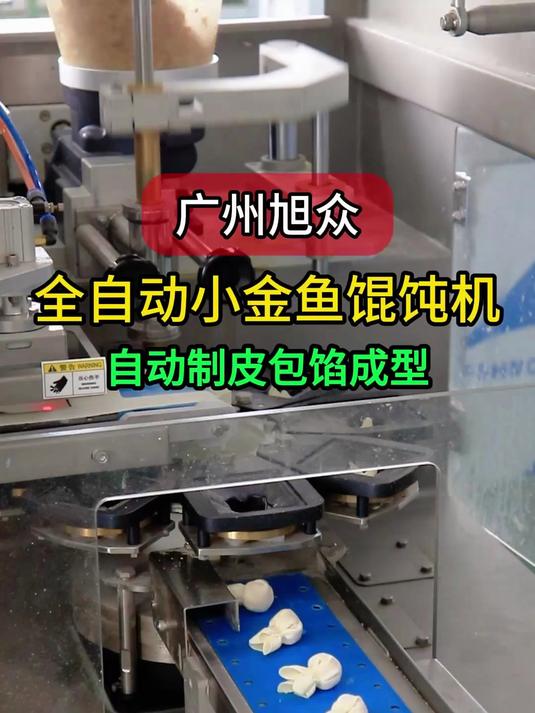 广州旭众全自动小金鱼馄饨机,自动制皮包馅成型,全自动化生产