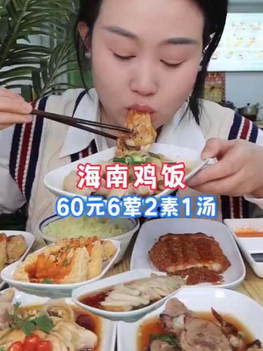 60元9个菜，鸡鹅猪全部拿下！海南鸡饭60元6荤2素1汤