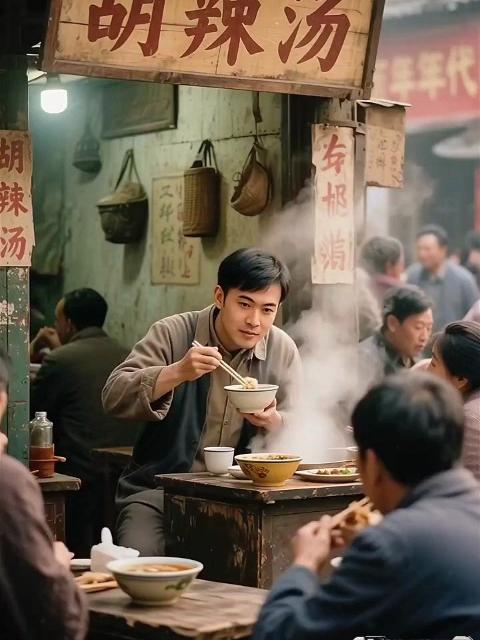 老巷里五毛一碗的胡辣汤摊,食客嗦汤冒热气