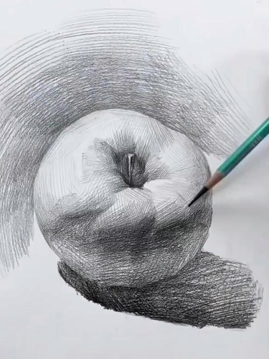 如何画苹果素描排线