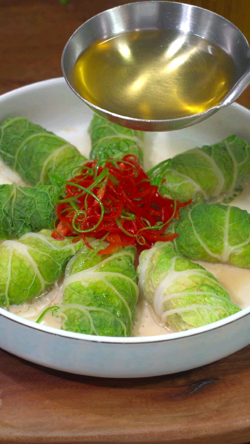 翡翠肉卷,白菜蒸肉
