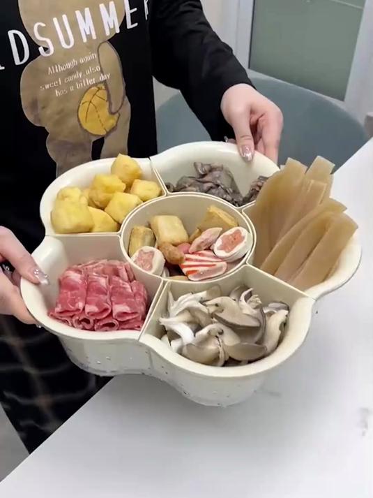 厨房收纳神器!火锅配菜拼盘旋转款,整洁不占位实用