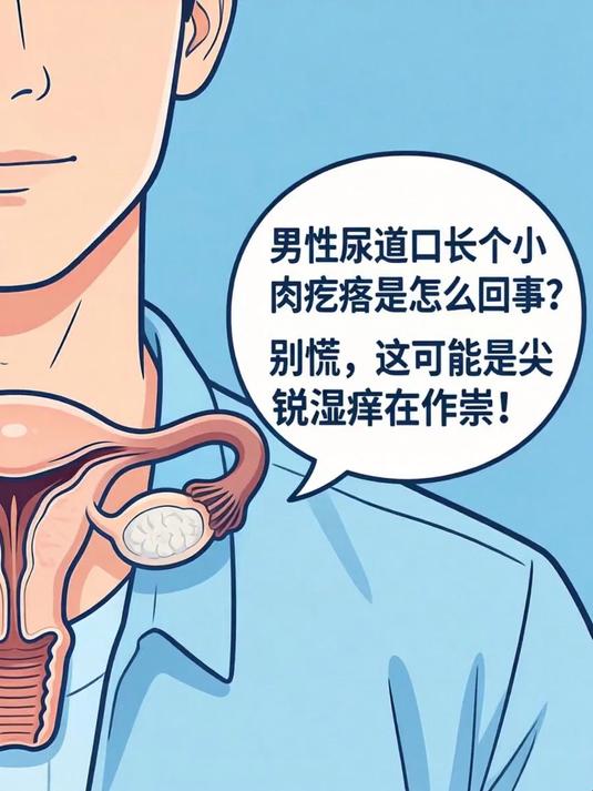 男性尿道口长个小肉疙瘩是怎么回事？别慌，这可能是尖锐湿疣在作祟！