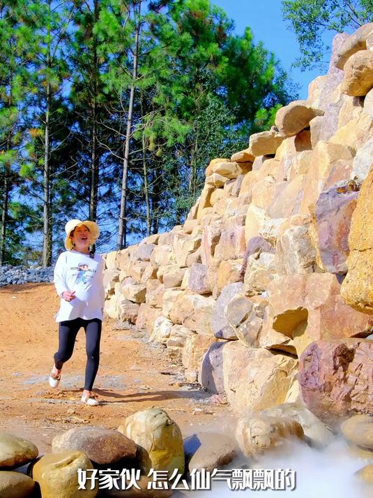 我们用鹅卵石砌了几个大花坛，整个院子都显得生动了