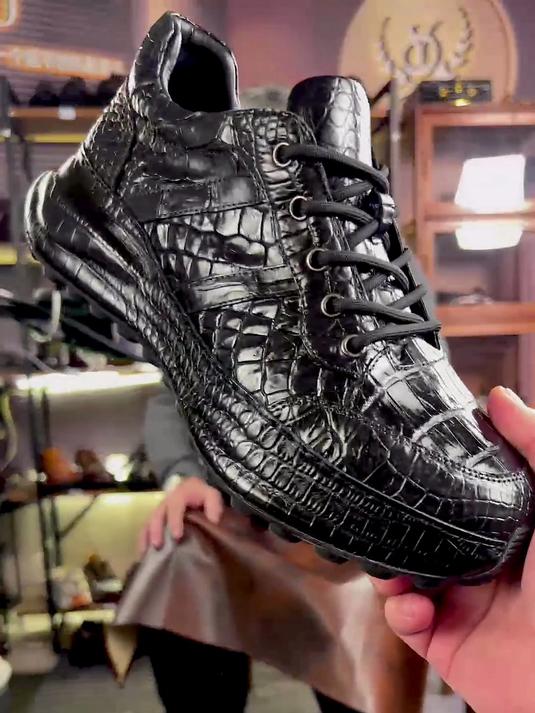 高端鳄鱼皮软底运动鞋