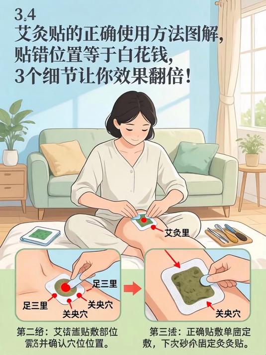 艾灸贴的正确使用方法图解,贴错位置等于白花钱,3个细节让你效果翻倍!