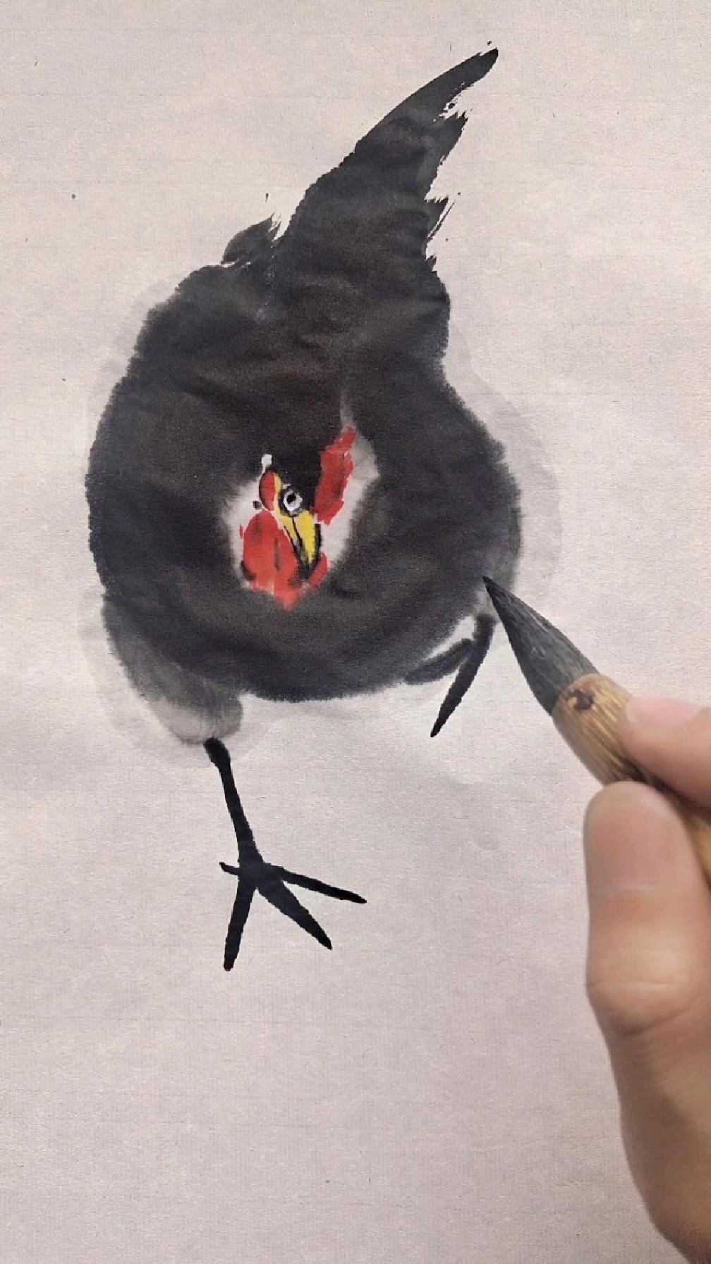 化40s时间学国画写意母鸡的画法,零基础也可以@百度官方