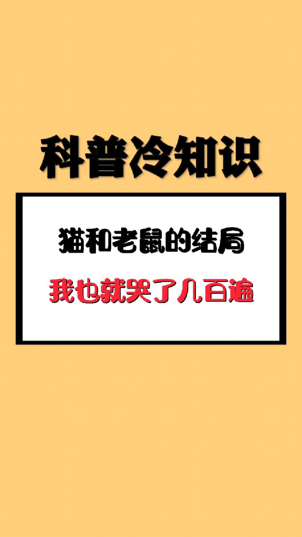 猫和老鼠的结局,我也就哭了几百遍