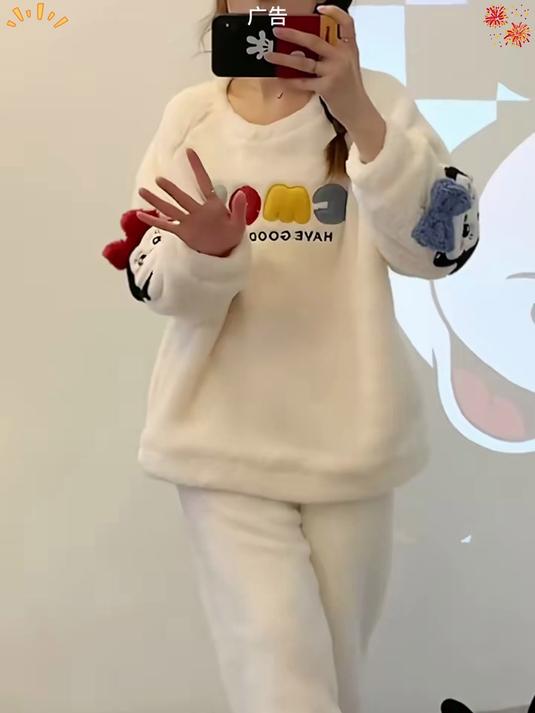 大童2025冬季爆款女孩初中学生青少年18岁新款加厚珊瑚绒睡衣套装