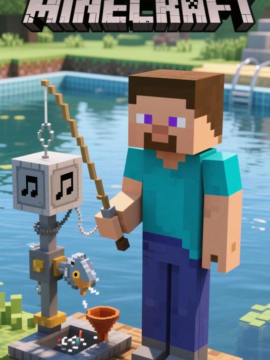 #游戏寒假爆肝季第三期#高效钓鱼升级 半自动机器获鱼快 我的世界必备