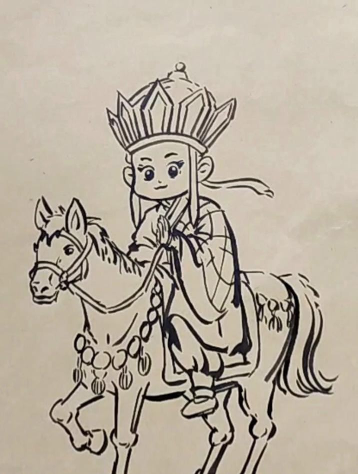 唐僧骑着白龙马的简笔画步骤