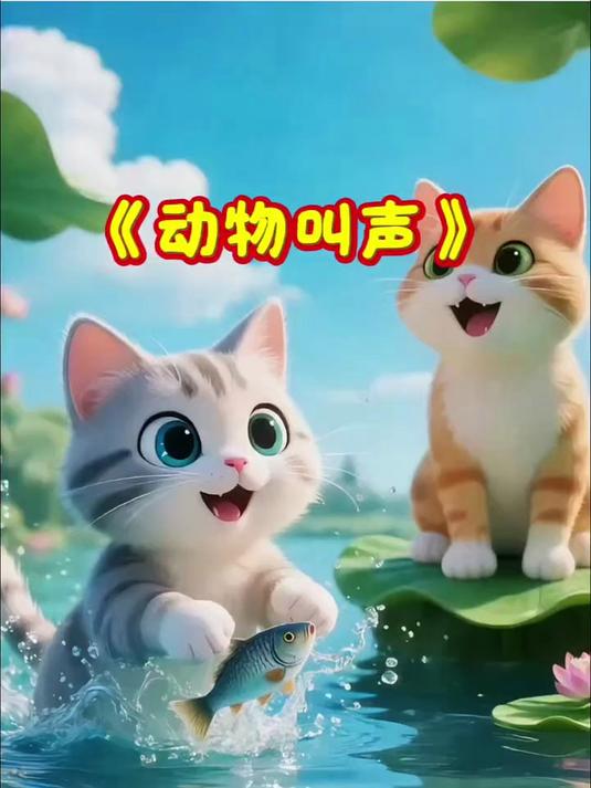 益智启蒙早教儿歌动画《动物叫声》猫咪狗狗大白鹅