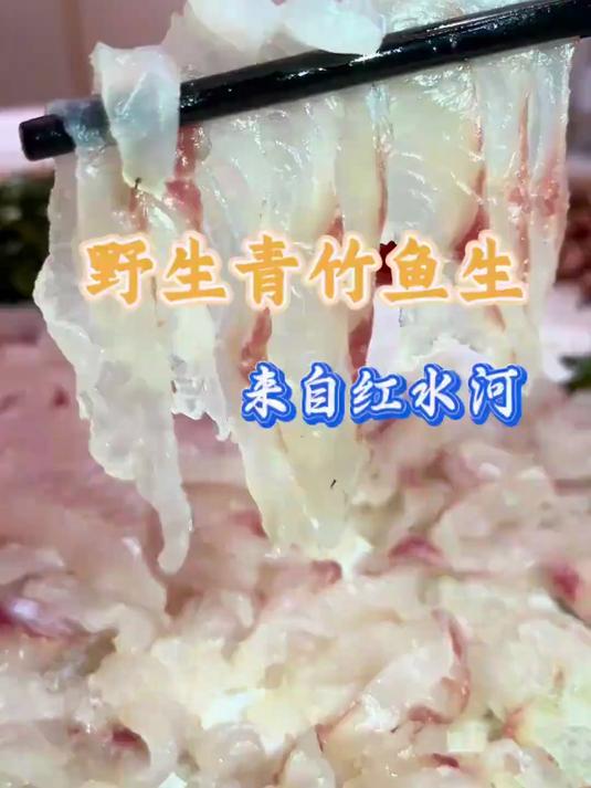 广西红水河野生青竹鱼生肉质晶莹剔透，周末小聚鱼生走起