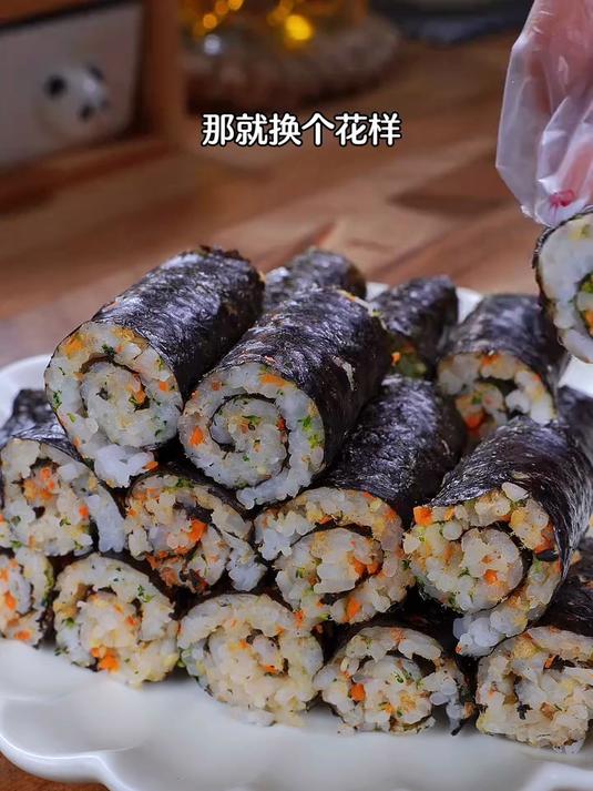 小朋友不爱吃米饭,换个花样做成海苔寿司