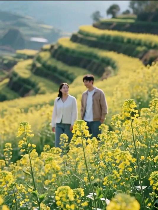 浙江绍兴覆卮山:华东最美梯田油菜花,石浪奇观,东澄古村白墙黛瓦嵌金花#花满春城我代言#