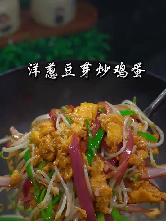 随随便便干掉两碗饭家常菜豆芽洋葱炒鸡蛋