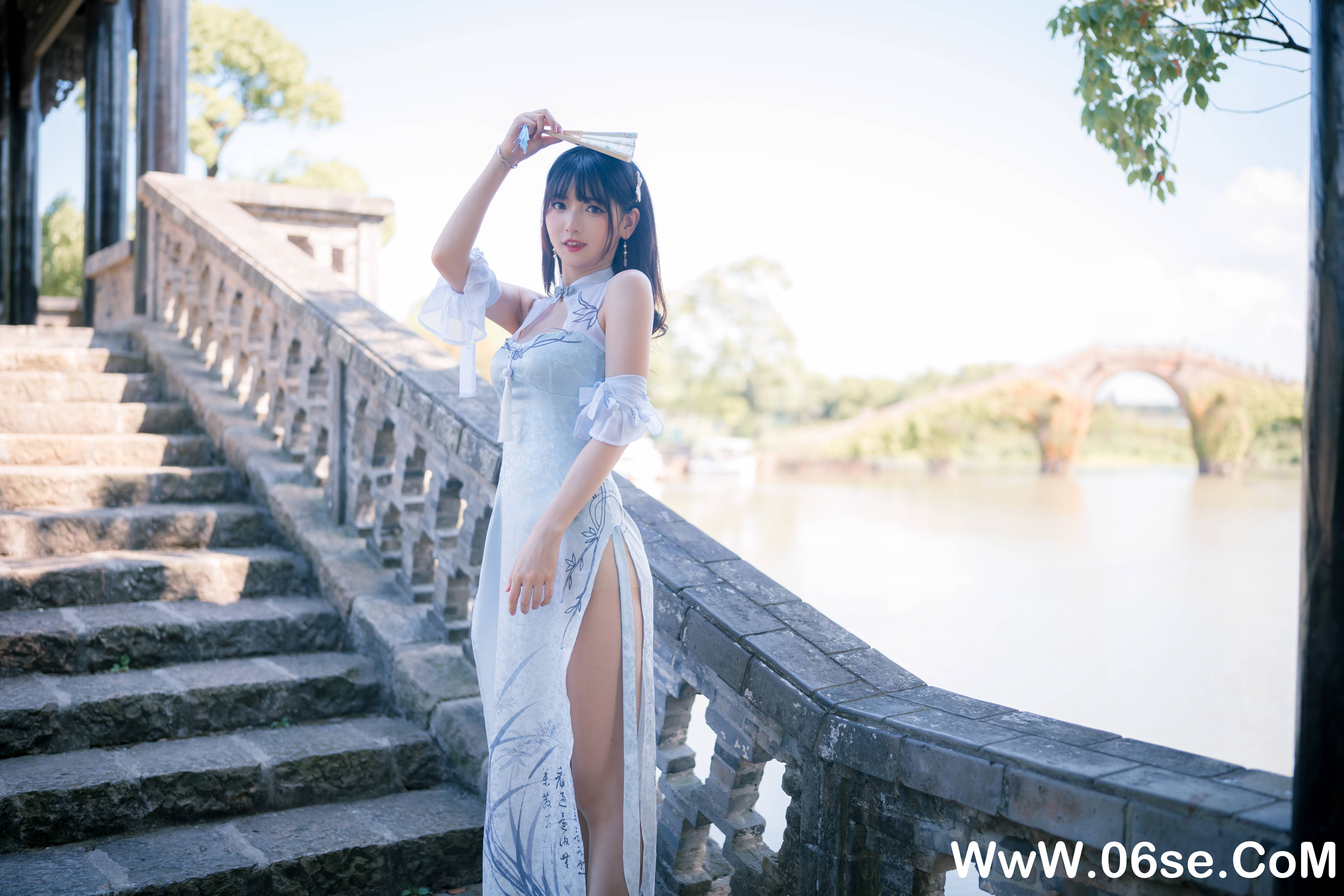 图片[13]-陆卿卿kyokyo NO.009 — 蓝色旗袍 [24P103M]-六色网