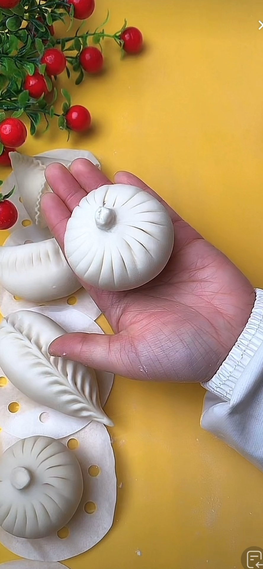 包子的花样包法#包包子手法#花式包包子#包包子慢动作手法