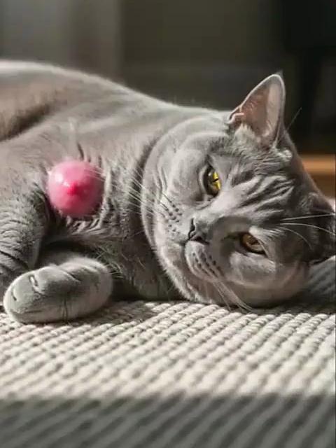 揪心！灰色猫咪身上长诡异粉色肉瘤，眼神让人心疼