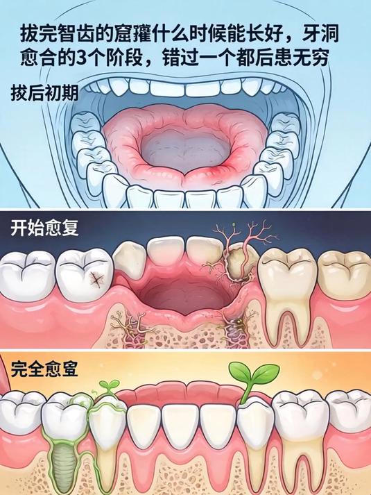 拔完智齿的窟窿什么时候能长好,牙洞愈合的3个阶段,错过一个都后患无穷(1)