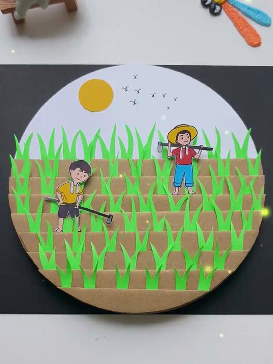 五一劳动节农耕主题创意画,劳动节手工