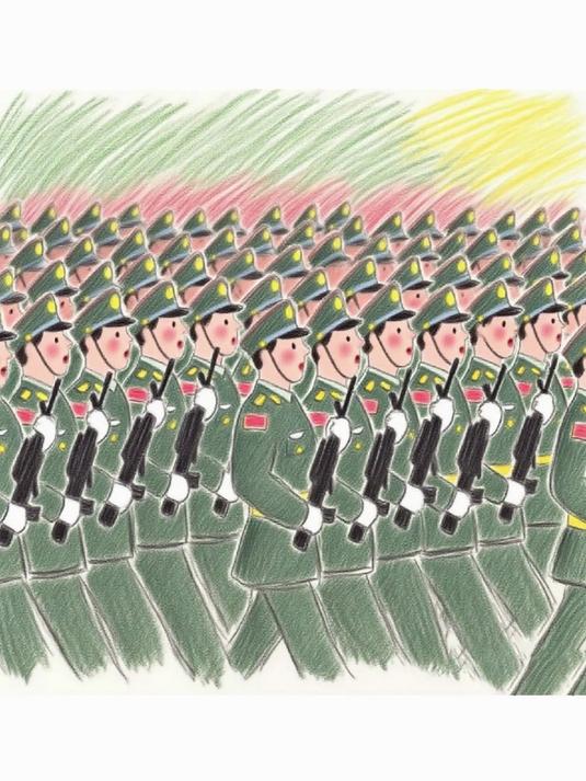 同念阅兵盛典,儿子用画定格瞬间