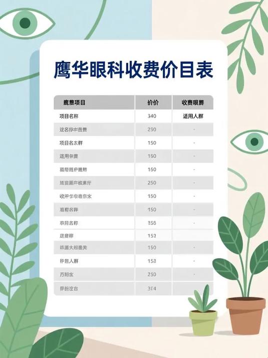 #马上健康过大年#鹰华眼科收费价目表