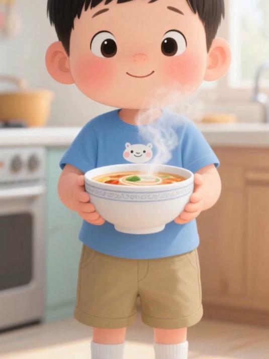 小朋友喝汤的正确姿势
