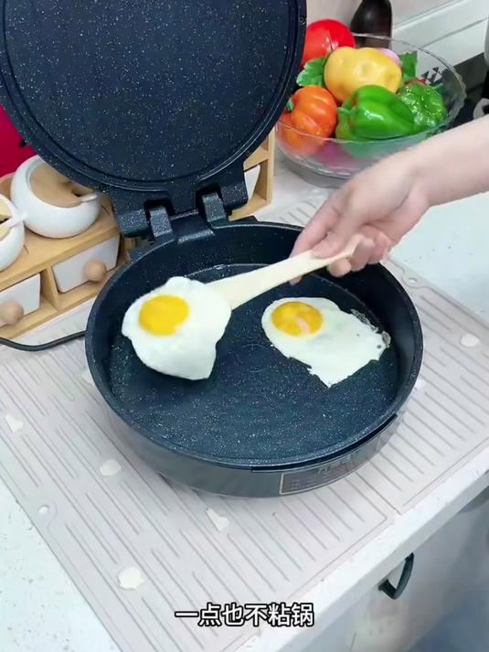 这款电饼铛能煎包煎饼,还能煮饭炒肉,加深多功能,操作简单