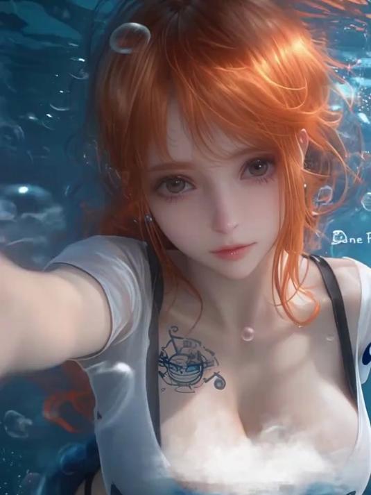 娜美的人鱼之歌。ai绘画 海贼王娜美 cg cosplay 动漫