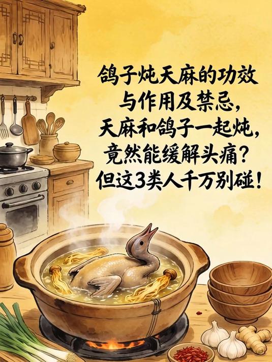 鸽子炖天麻的功效与作用及禁忌，天麻和鸽子一起炖，竟然能缓解头痛？但这3类人千万别碰！