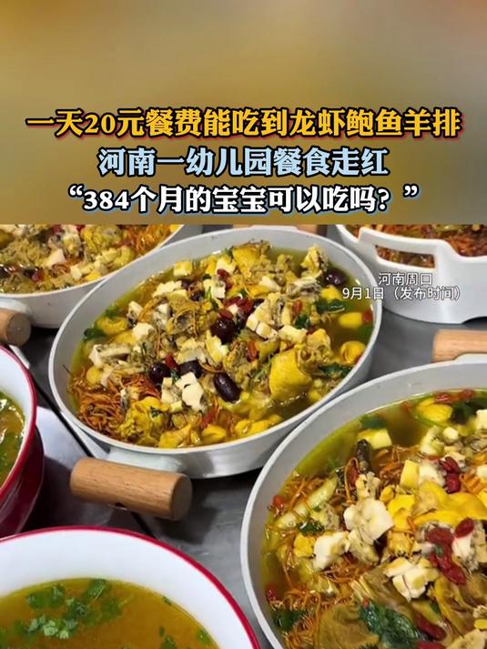 一天20元餐费能吃到龙虾 鲍鱼,河南一幼儿园走红