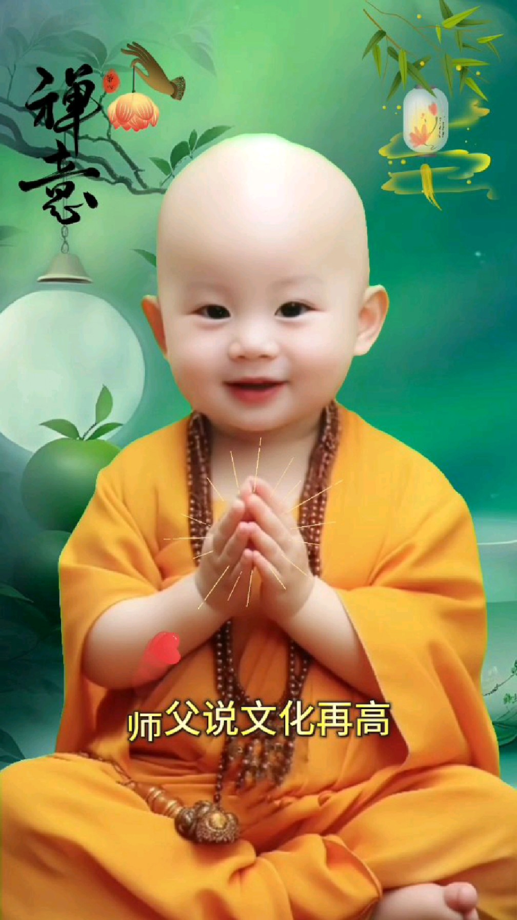 禅意福娃小和尚,修心修行,国学智慧,智慧人生,师傅说文化在高高不过善良。