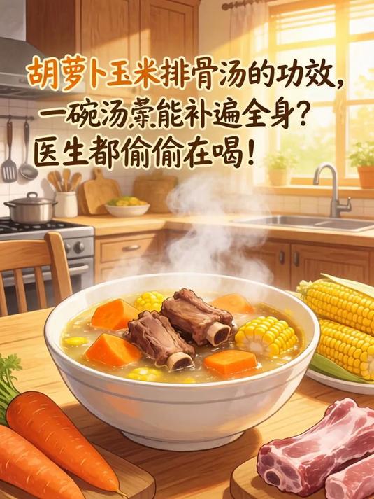 胡萝卜玉米排骨汤的功效，一碗汤竟能补遍全身？医生都偷偷在喝！
