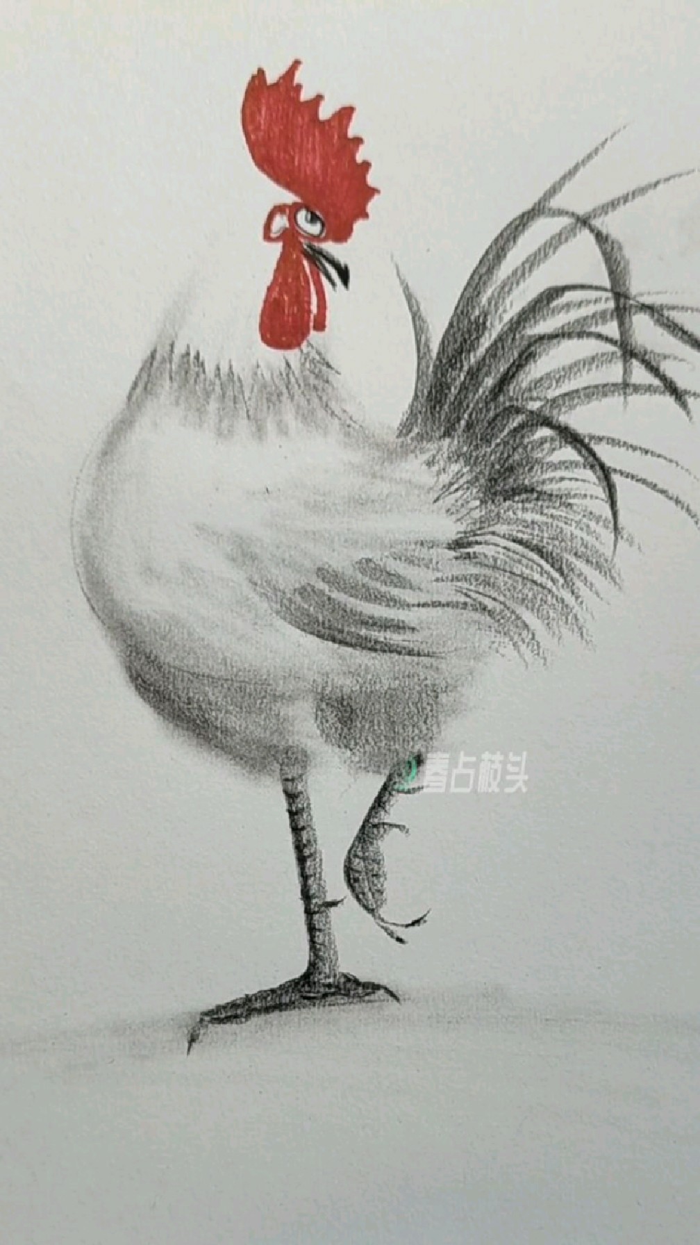 碳笔画金鸡独立,一看就会!
