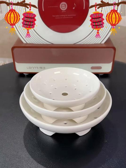 厨房蒸食神器!高脚设计让食物受热更均匀#厨房好物##蒸盘##陶瓷#