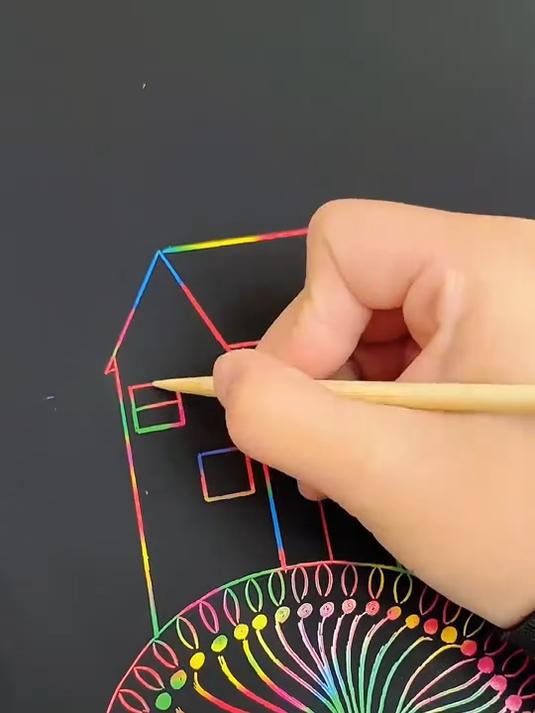 生日派对新玩法！炫彩刮画纸手工，让每个孩子都是小画家！