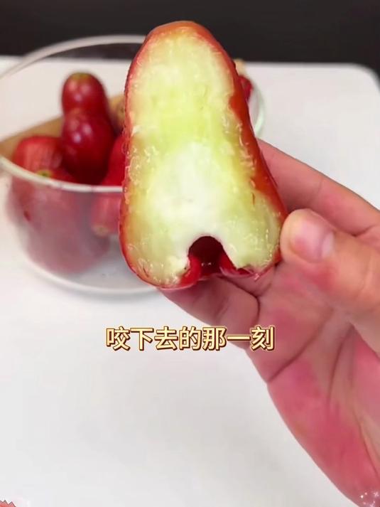 新鲜莲雾果肉饱满,果皮透亮如玉,一口咬下汁水四溢