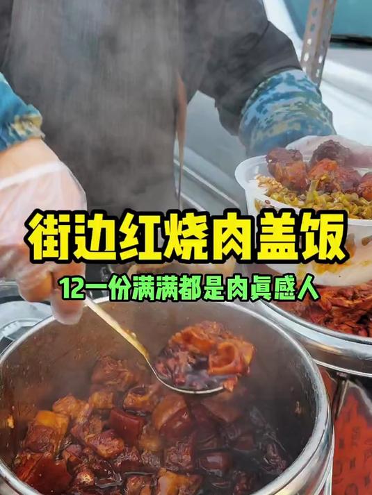 沈阳街边红烧肉盖饭12块钱一份满满都是肉真感人