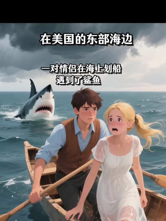 海上遇到鲨鱼,男孩为救女孩,自己却遭遇不幸。
