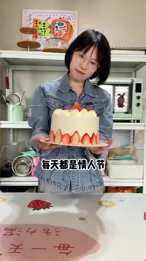 做一个草莓蛋糕送给自己,生活多美好,我们都要爱自己呦