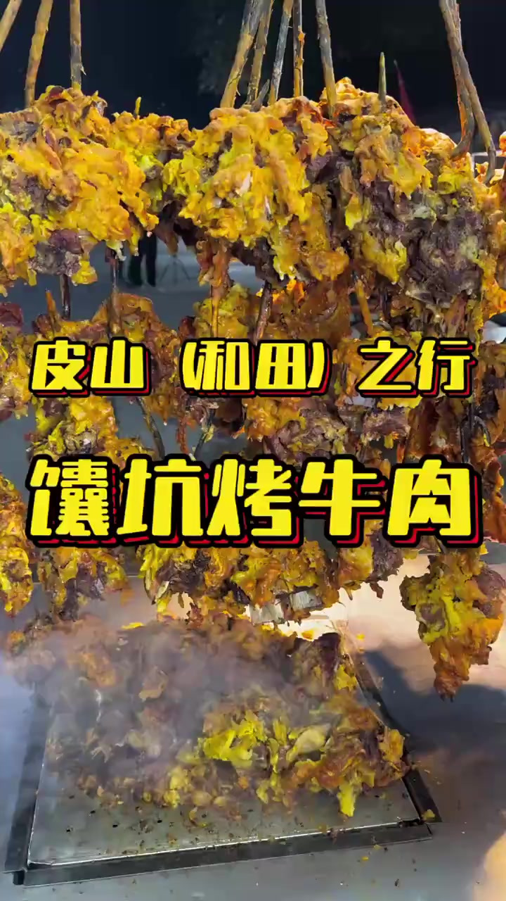 在和田皮山县的夜市摊摊上发现馕坑烤牛肉